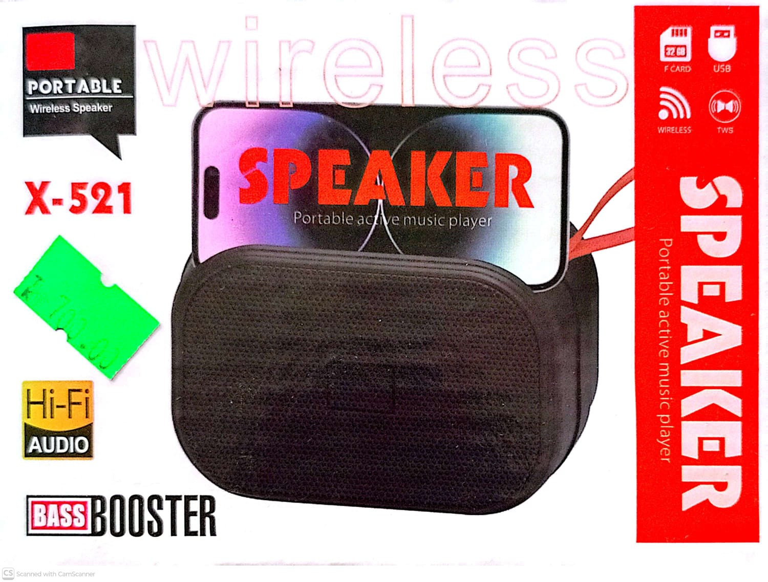 X-521 Bluetooth, USB, SD Card & FM Radio Supported Hi-Fi Audio Wireless Speaker - Random Color
