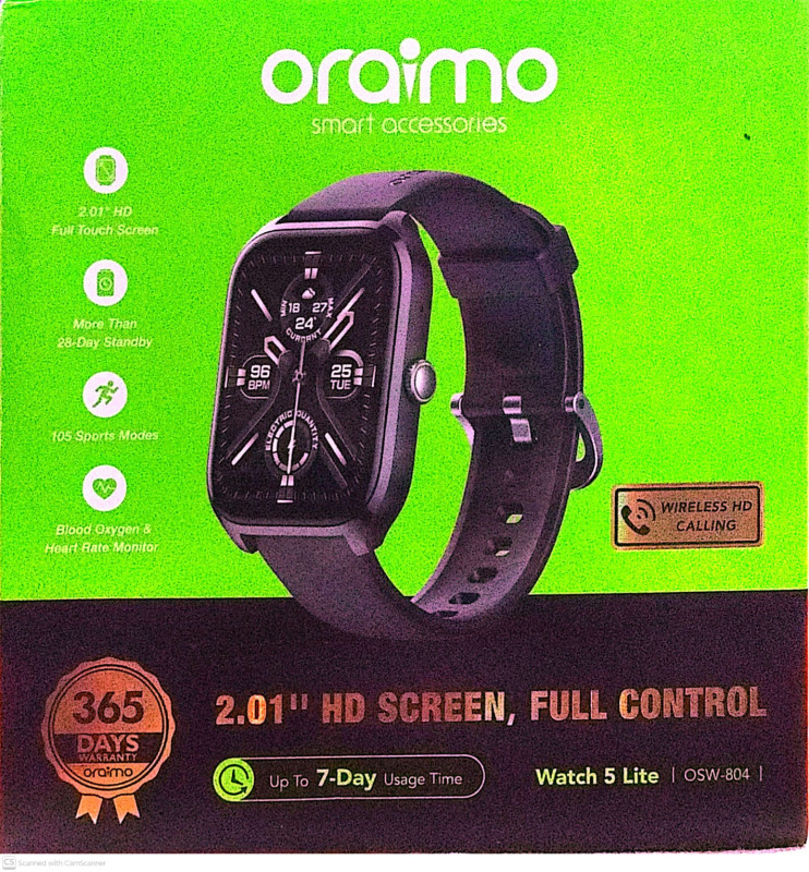 oraimo Watch 5 Lite 2.01" HD IP68 Smart Watch